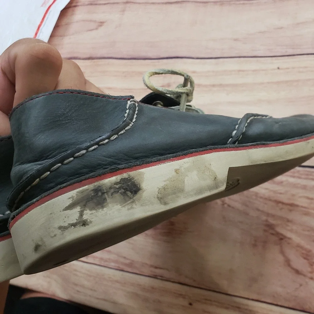 Sperry Top Sider Shoes Mens Size 9.5M Black Leather Casual Lace‎ Up Comfort Boat